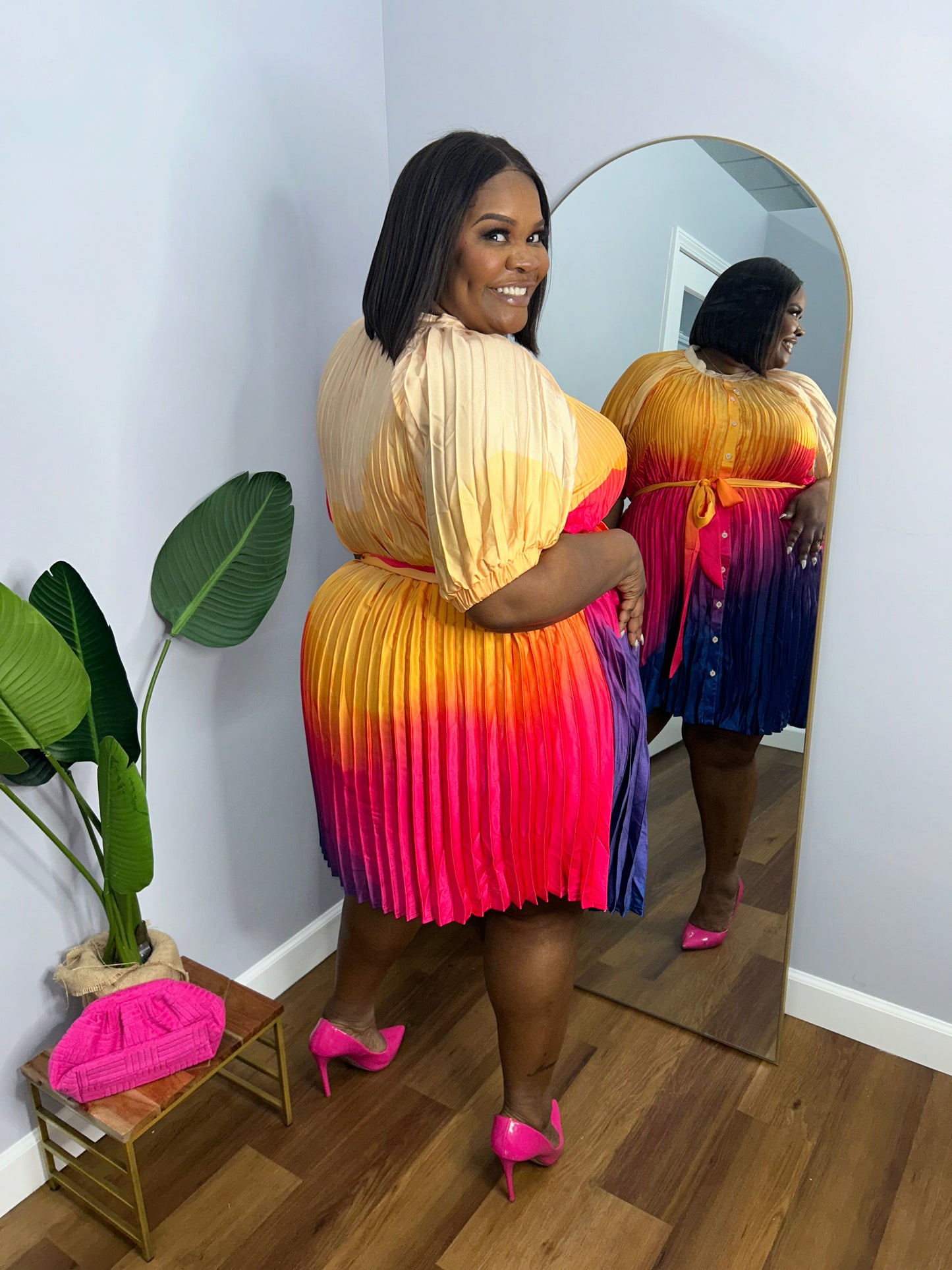 VK Rainbow Pleated Dress