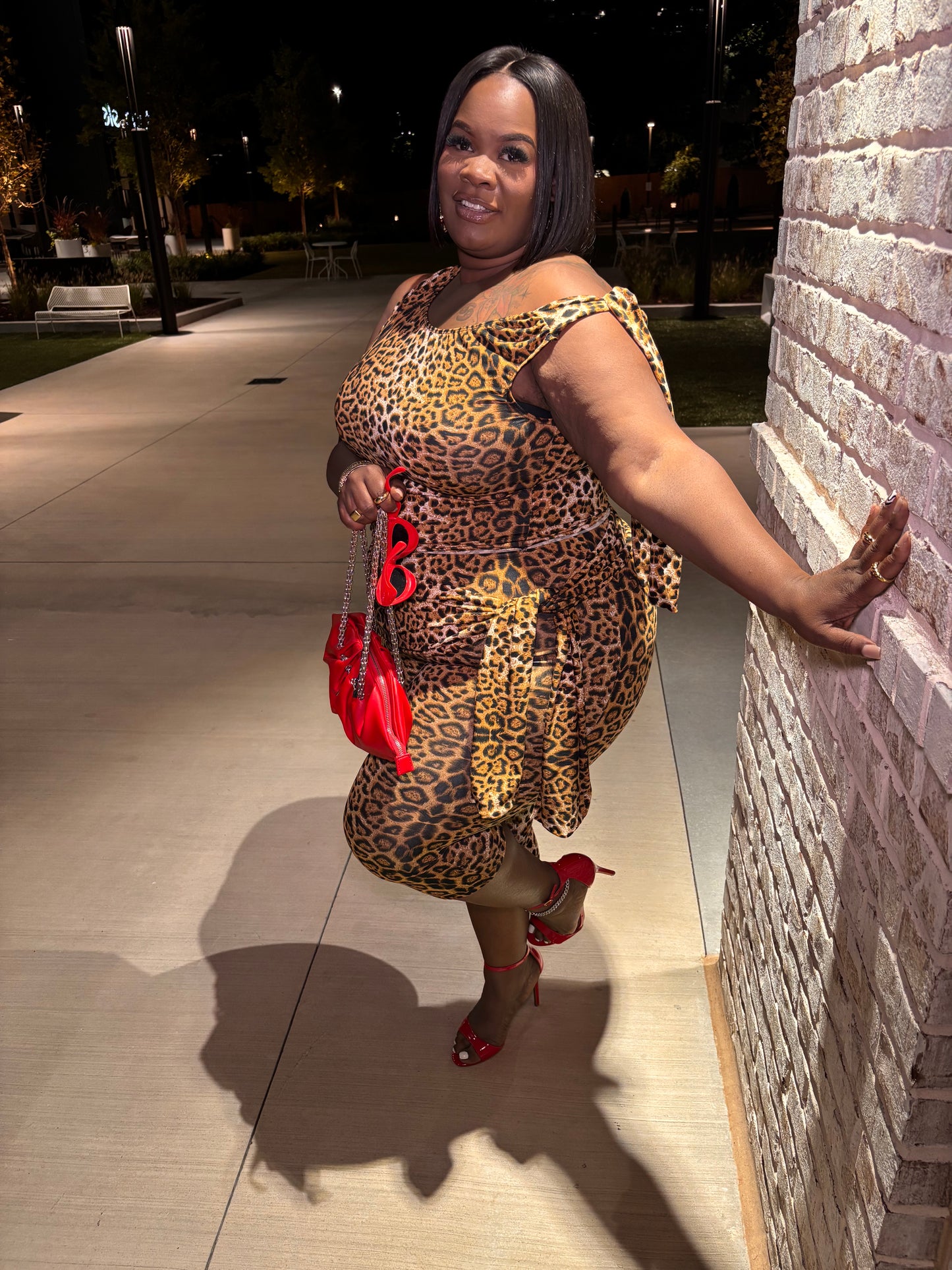 Leopard Asymmetrical Tie Top w Capri Set