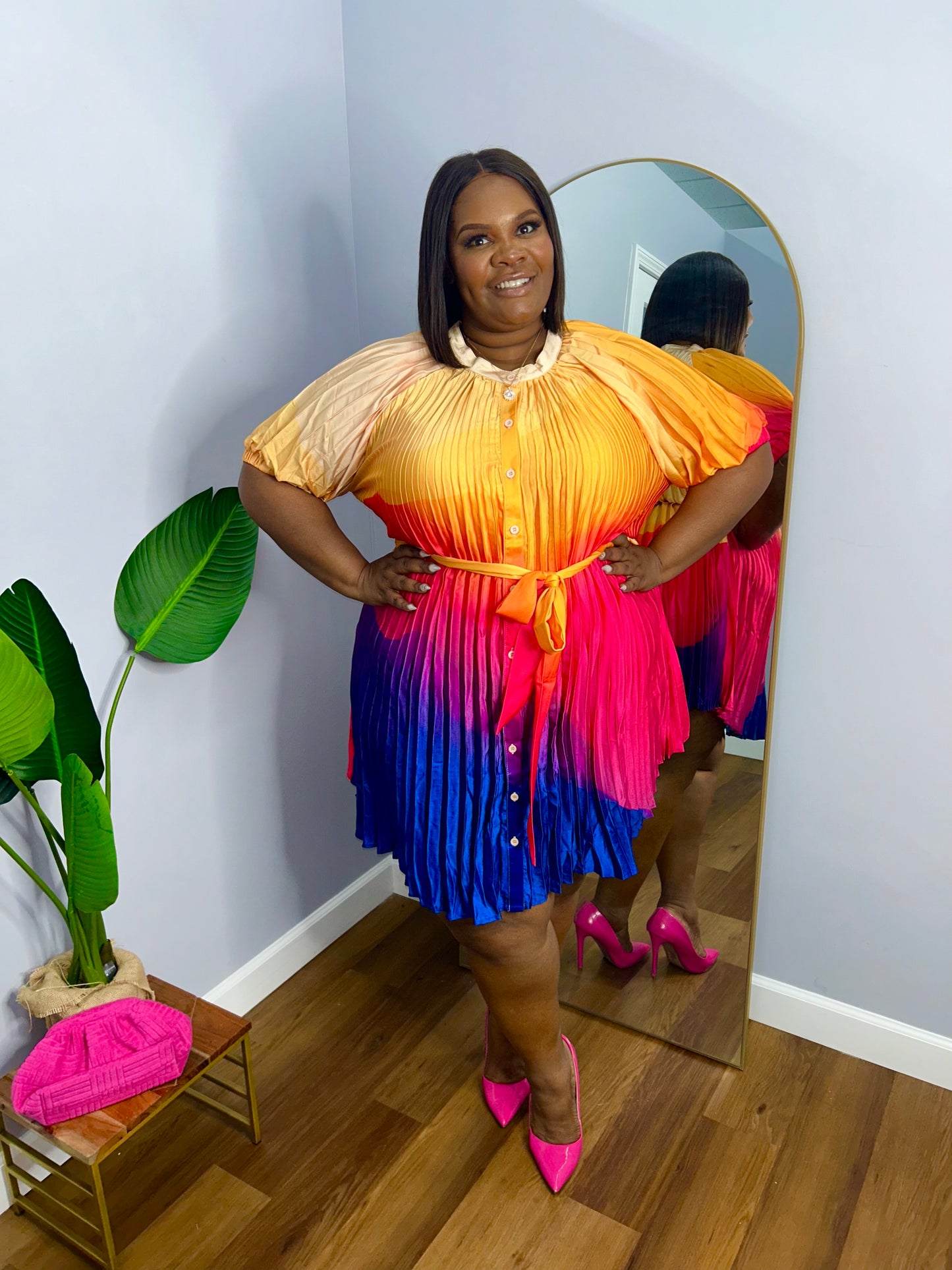 VK Rainbow Pleated Dress