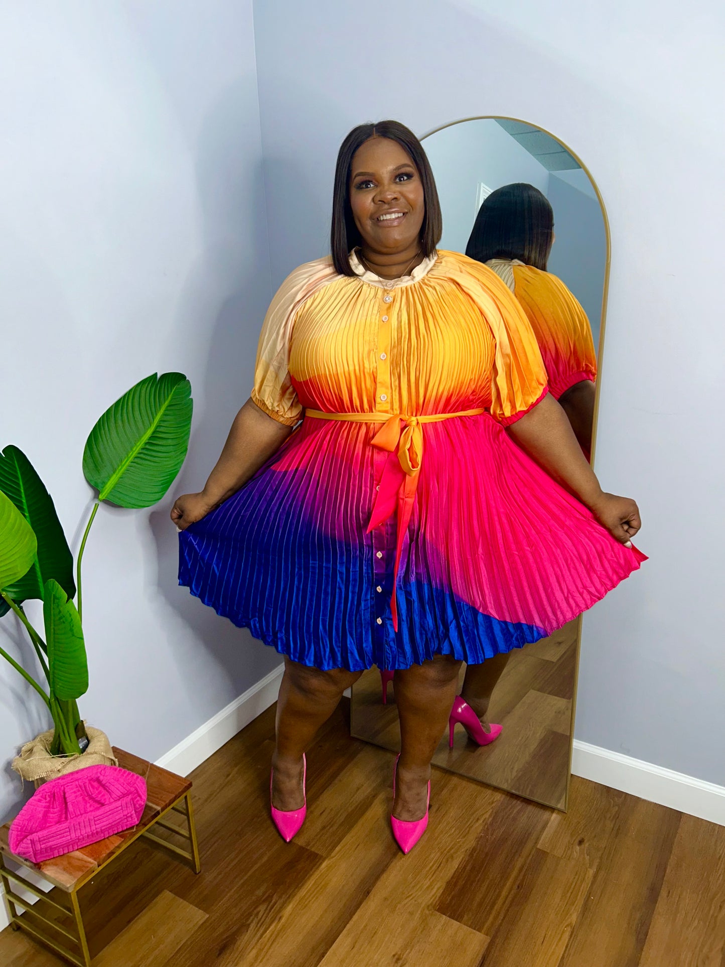 VK Rainbow Pleated Dress