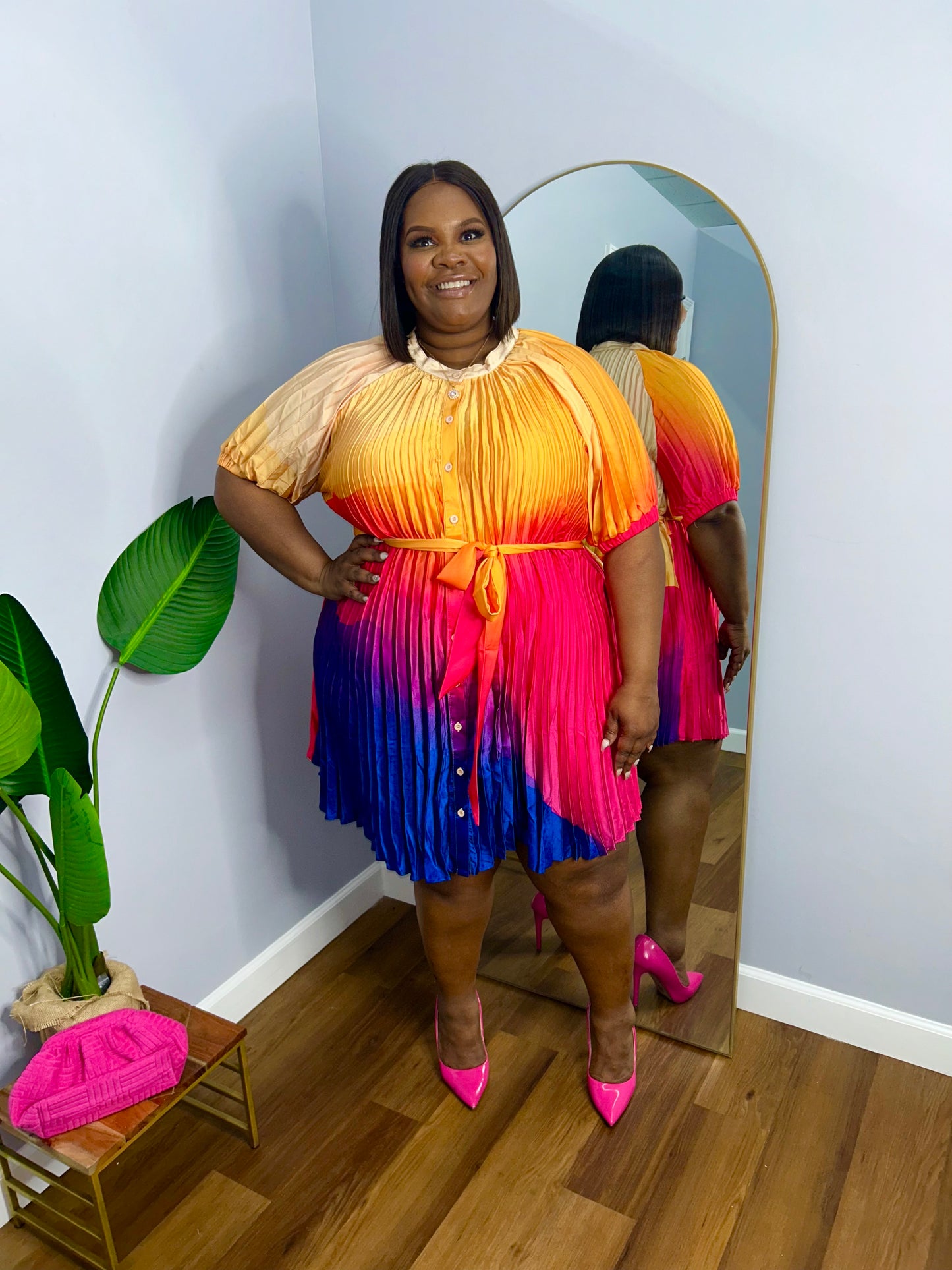 VK Rainbow Pleated Dress