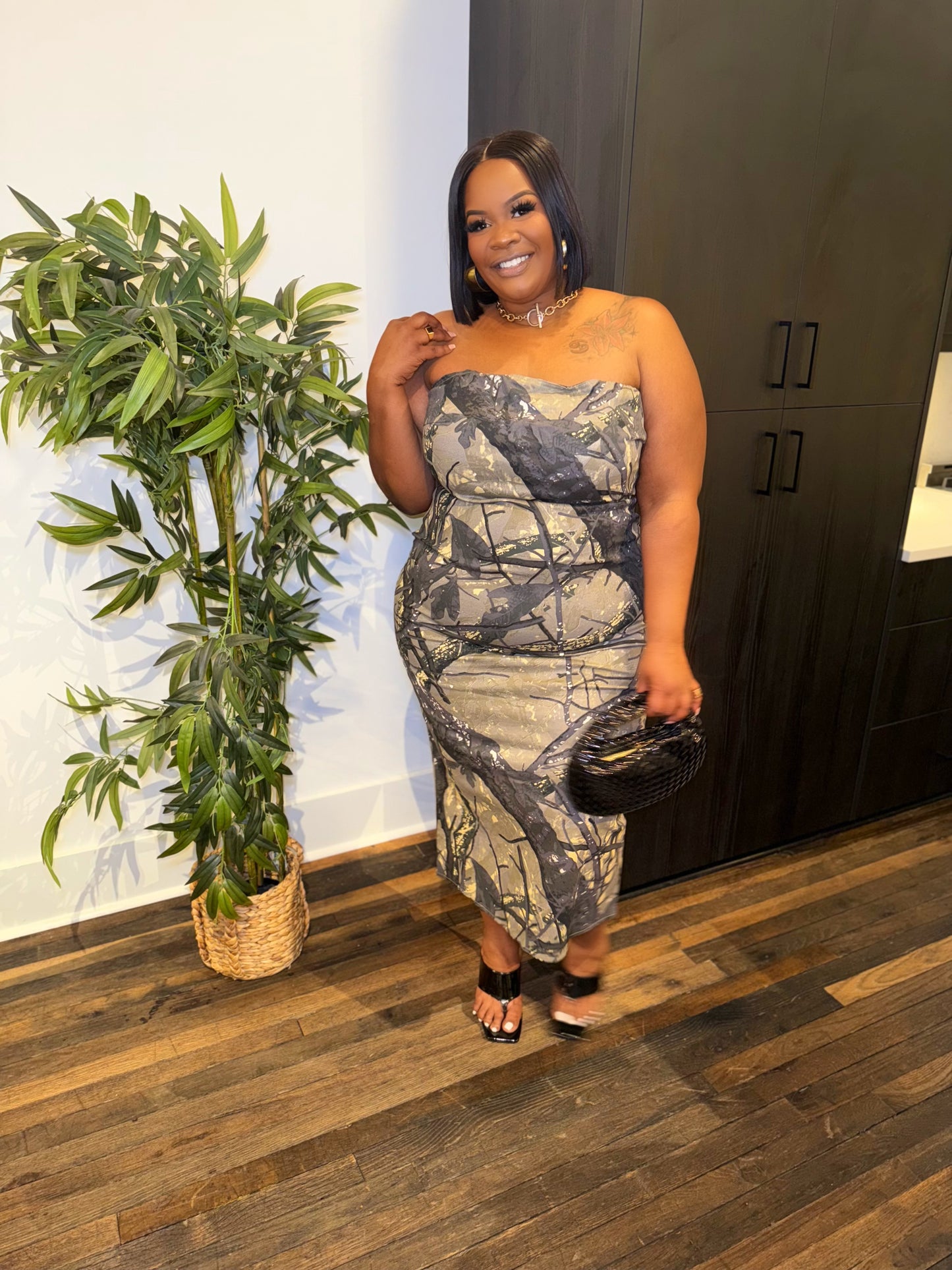 VK Cargo Denim Midi Dress