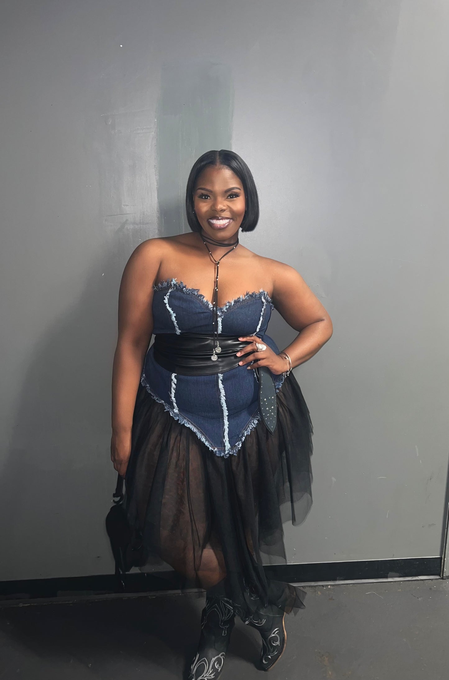 Denim Tulle Dress