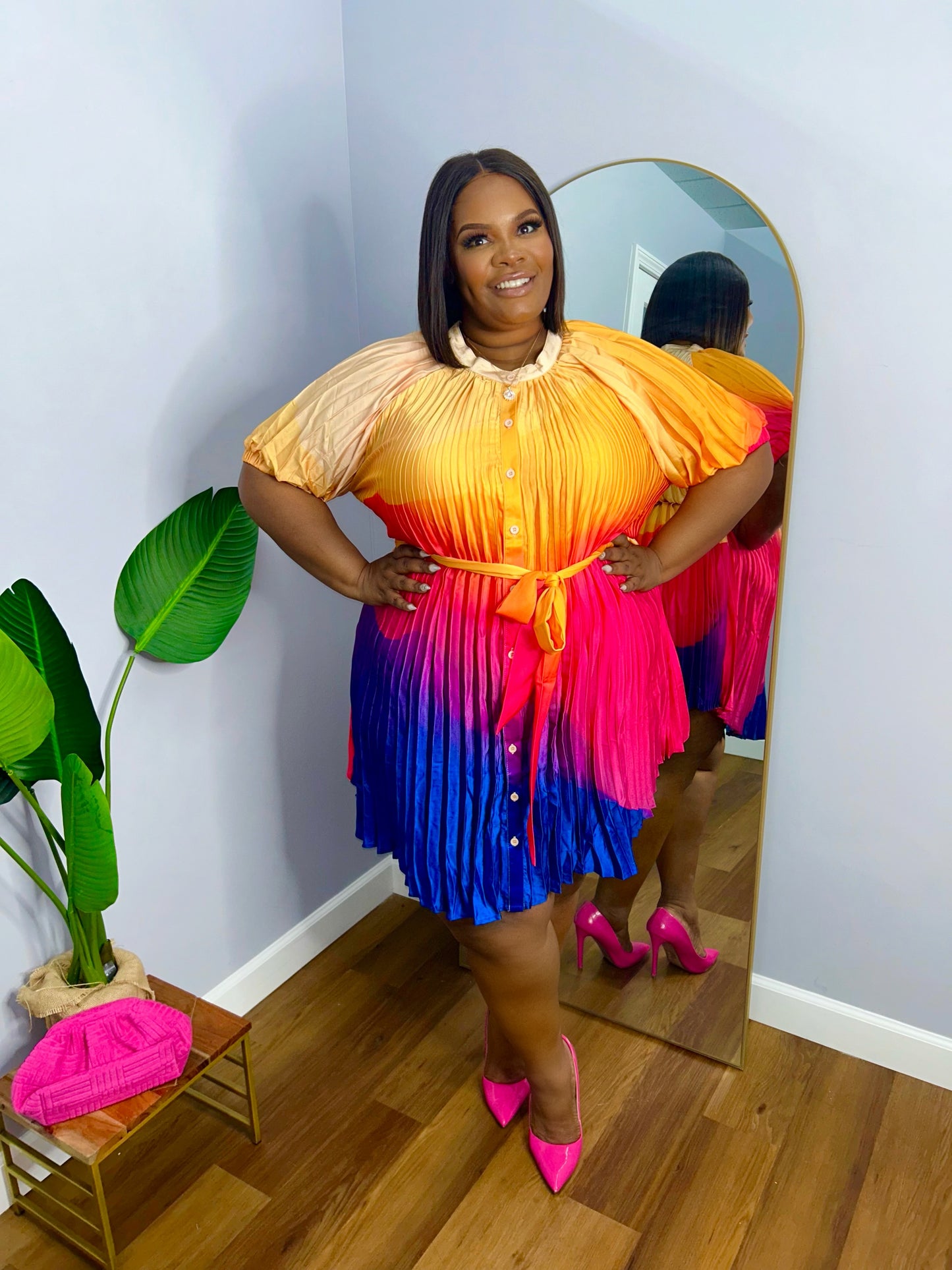 VK Rainbow Pleated Dress