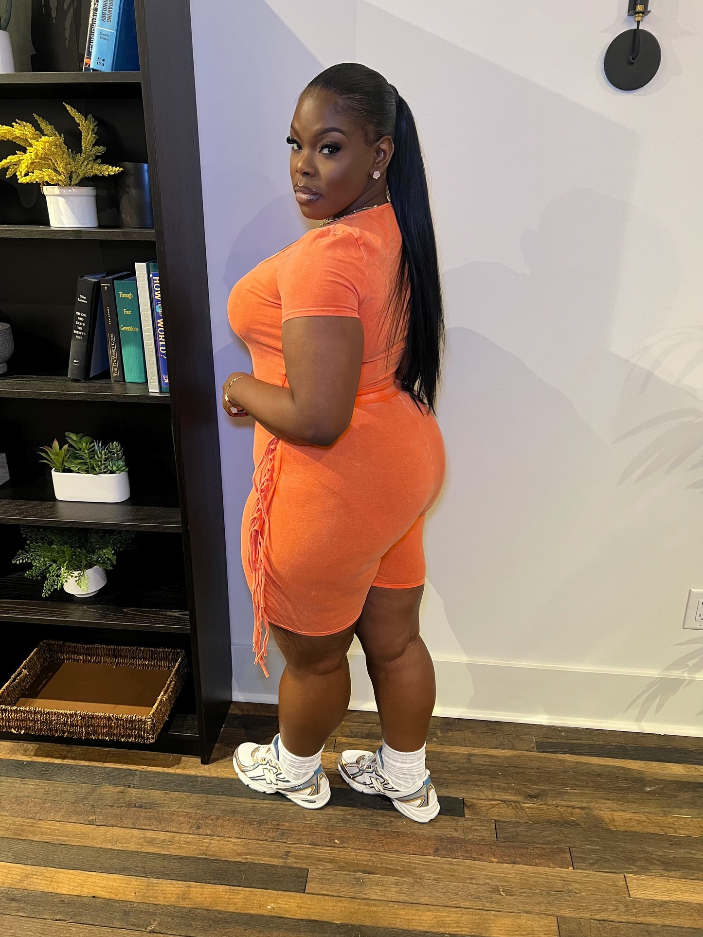 Biker Fringe Short Set Orange