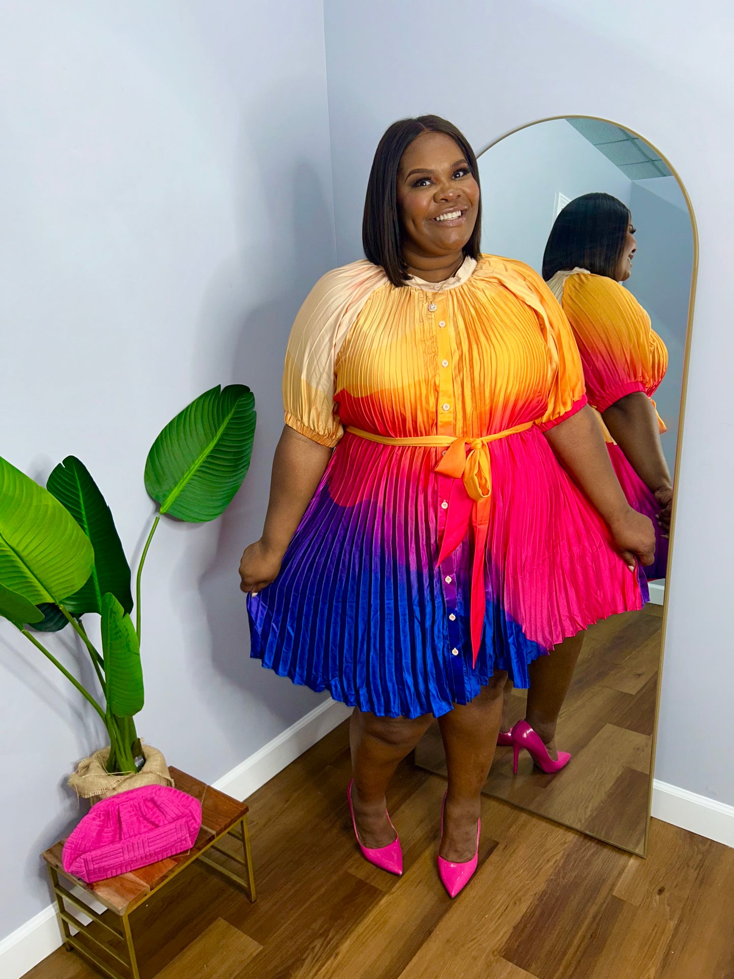VK Rainbow Pleated Dress