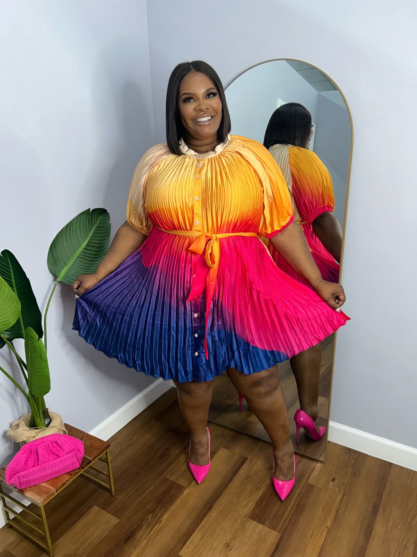 VK Rainbow Pleated Dress
