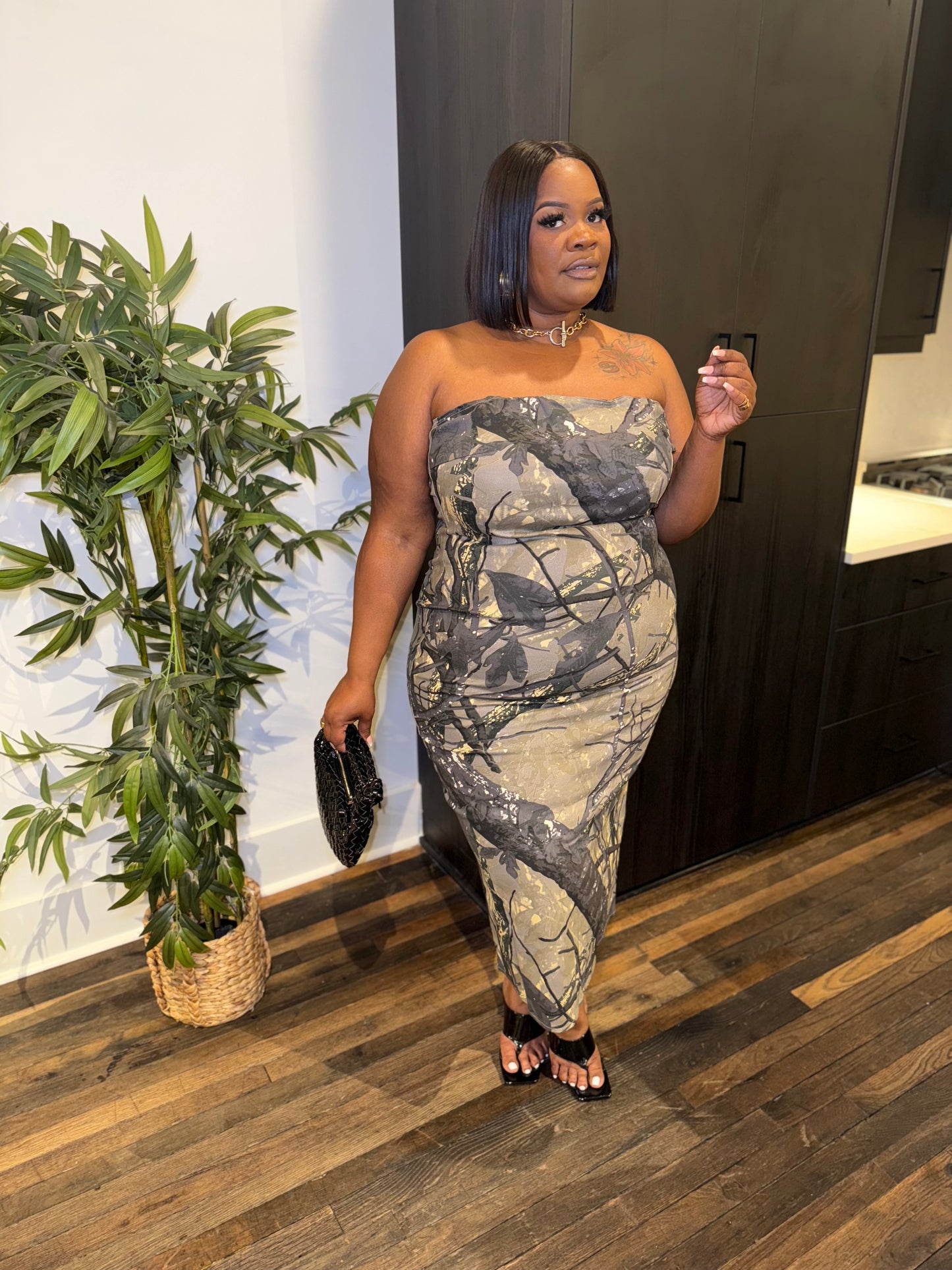 VK Stretch Denim Midi Dress