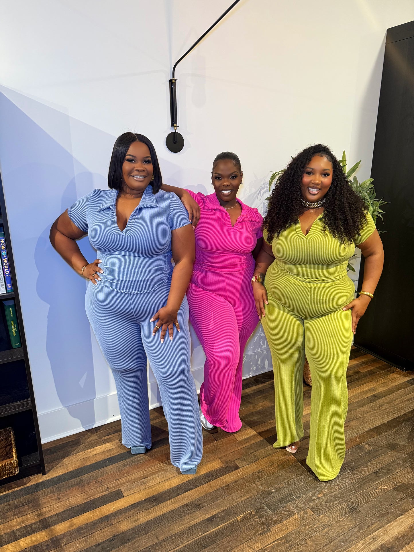 Blue Ribbed Flare Pant Set