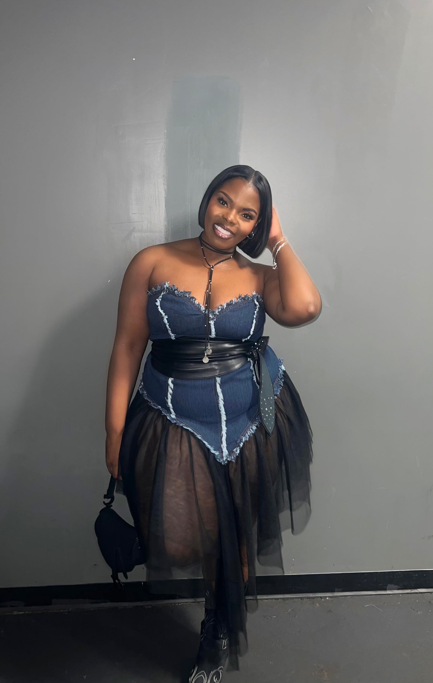 Denim Tulle Dress