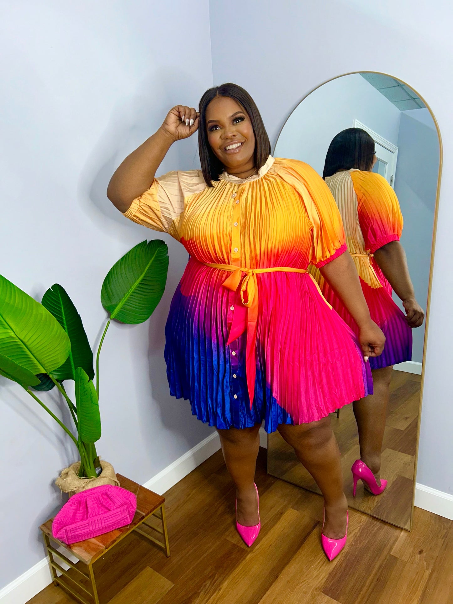 VK Rainbow Pleated Dress