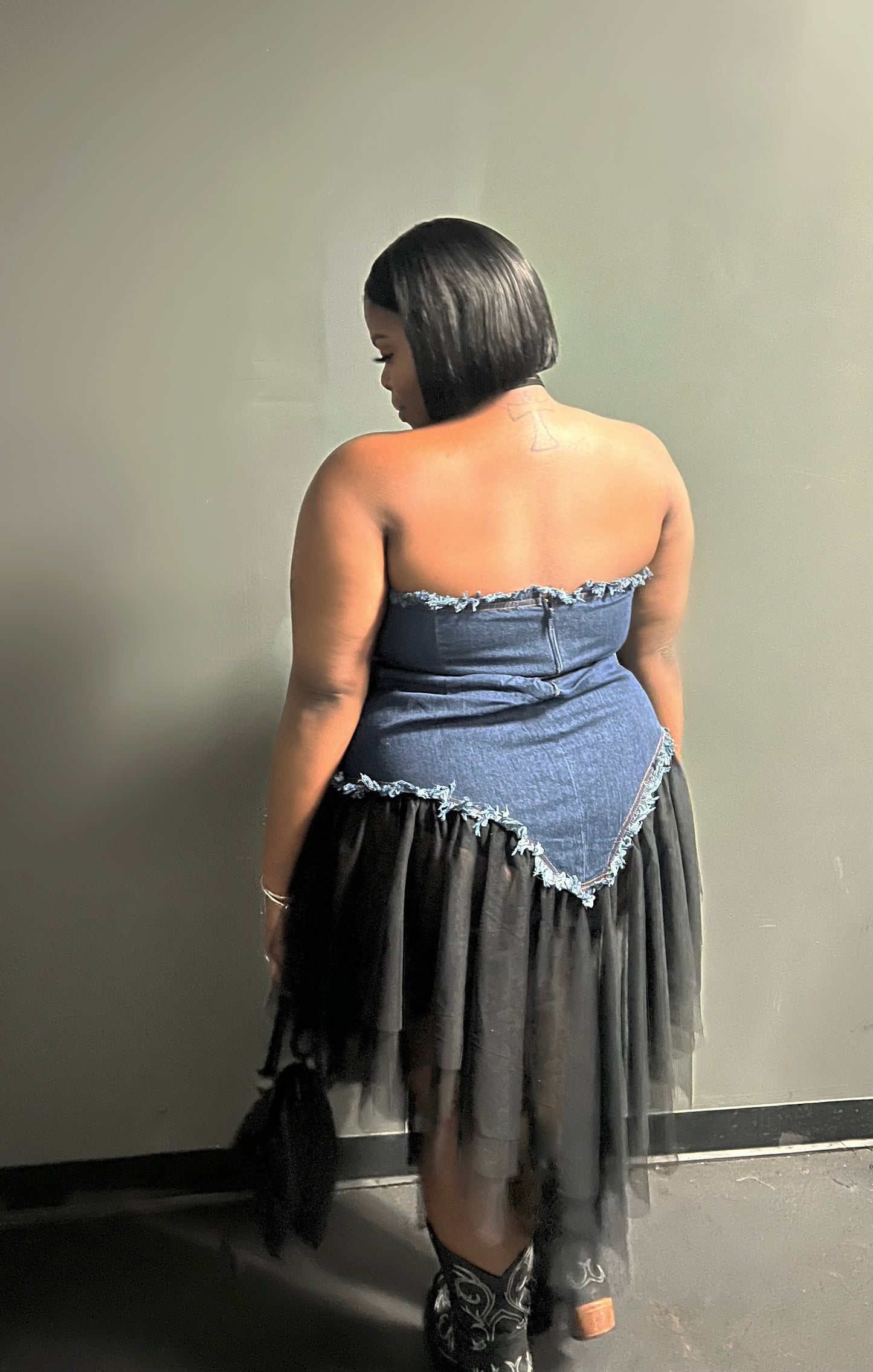 Denim Tulle Dress
