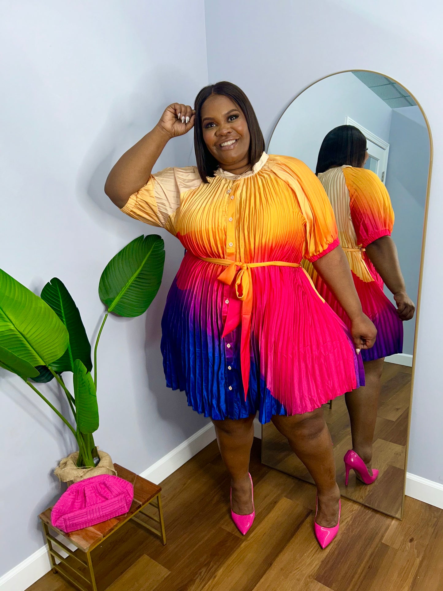 VK Rainbow Pleated Dress