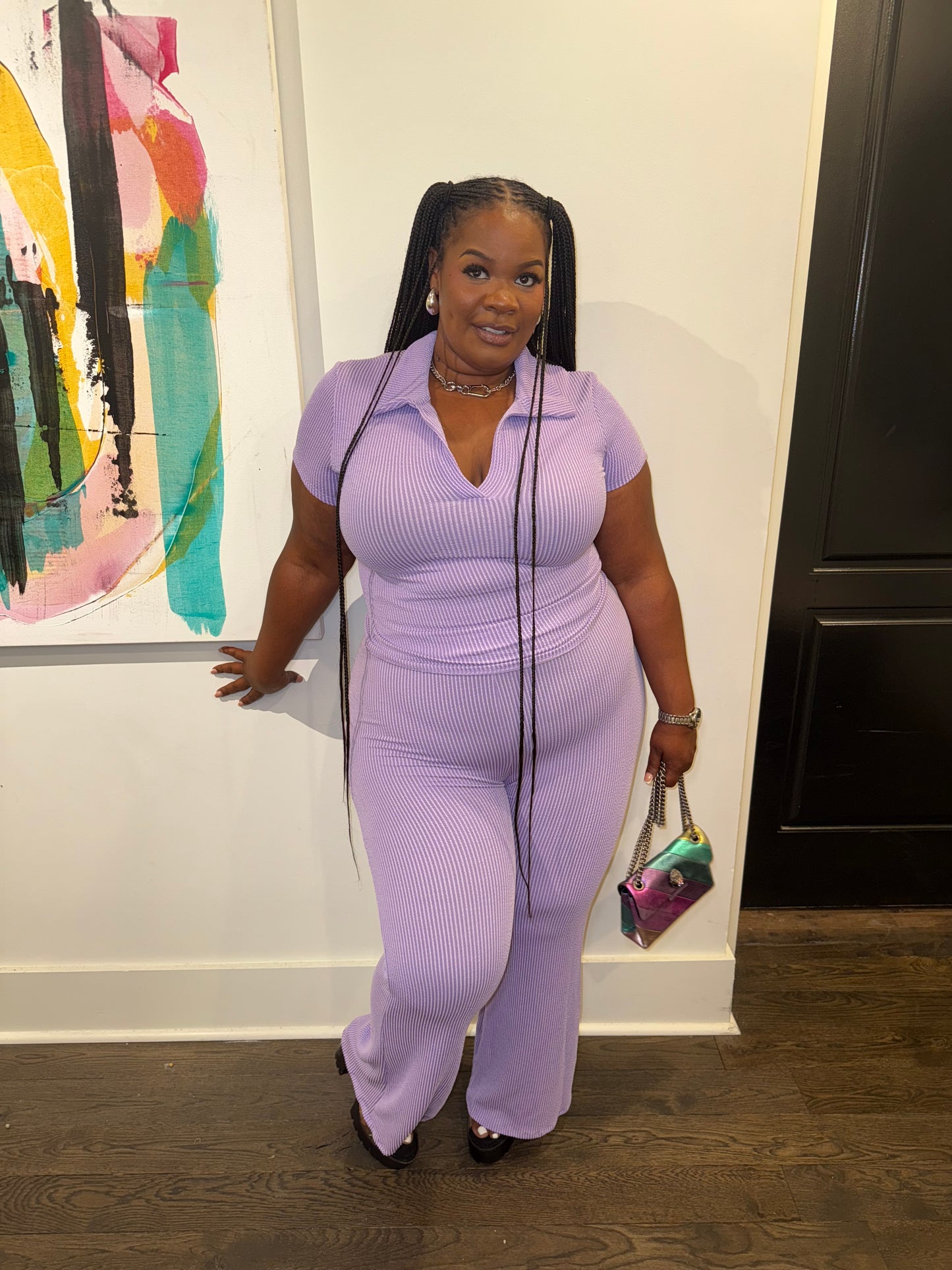 Lavender Ribbed Pant Set