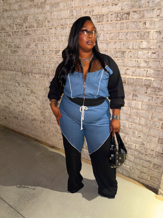 VK Denim Contrast Set Black