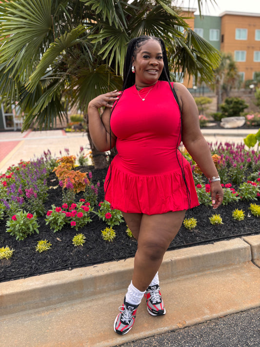 Red Bubble Mini Dress