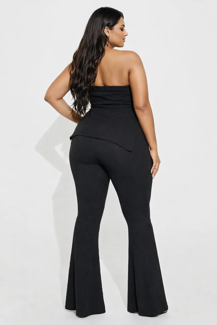 Pink Ribbed Tube Top Pant Set