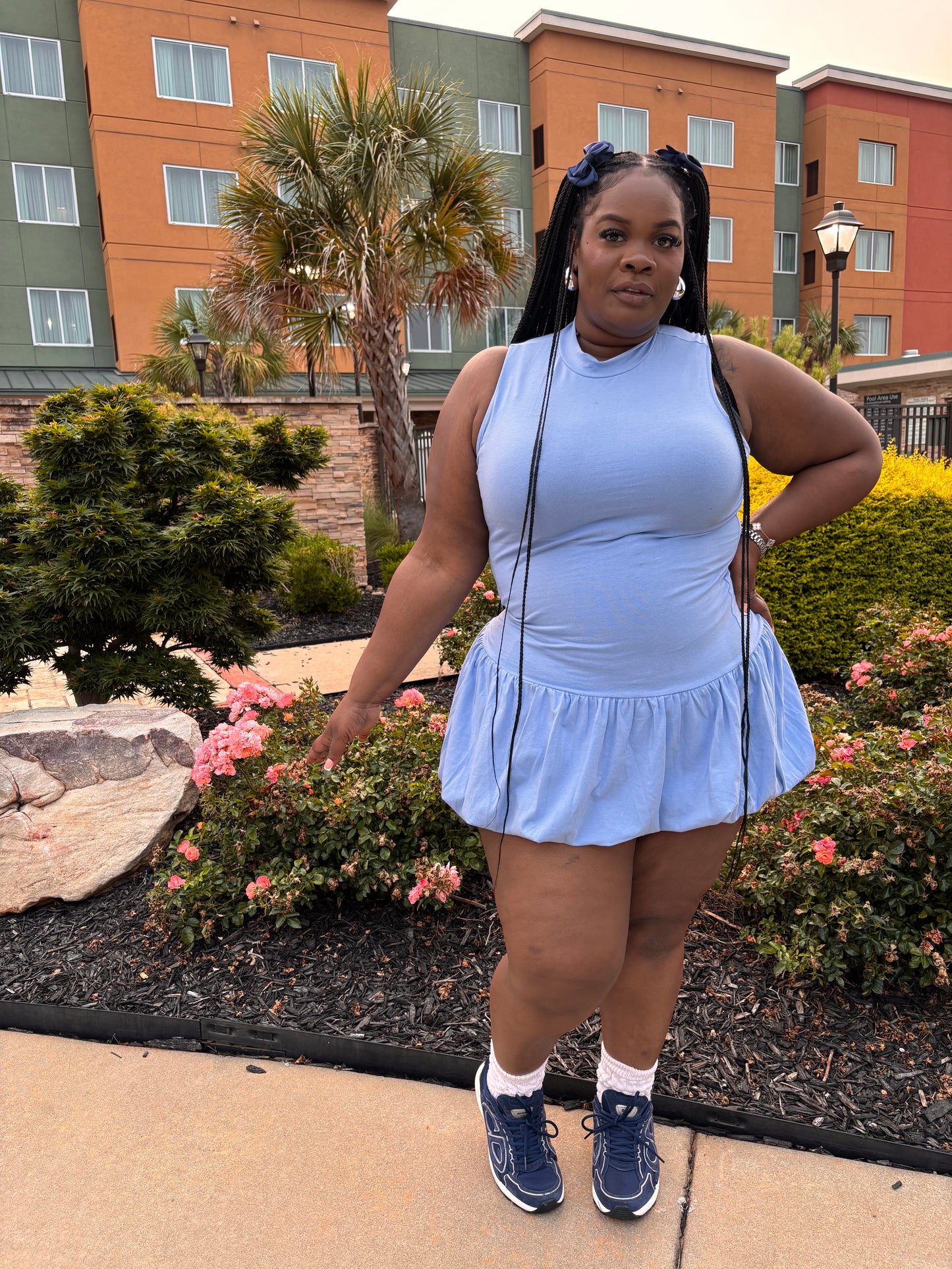Blue Bubble Mini Dress