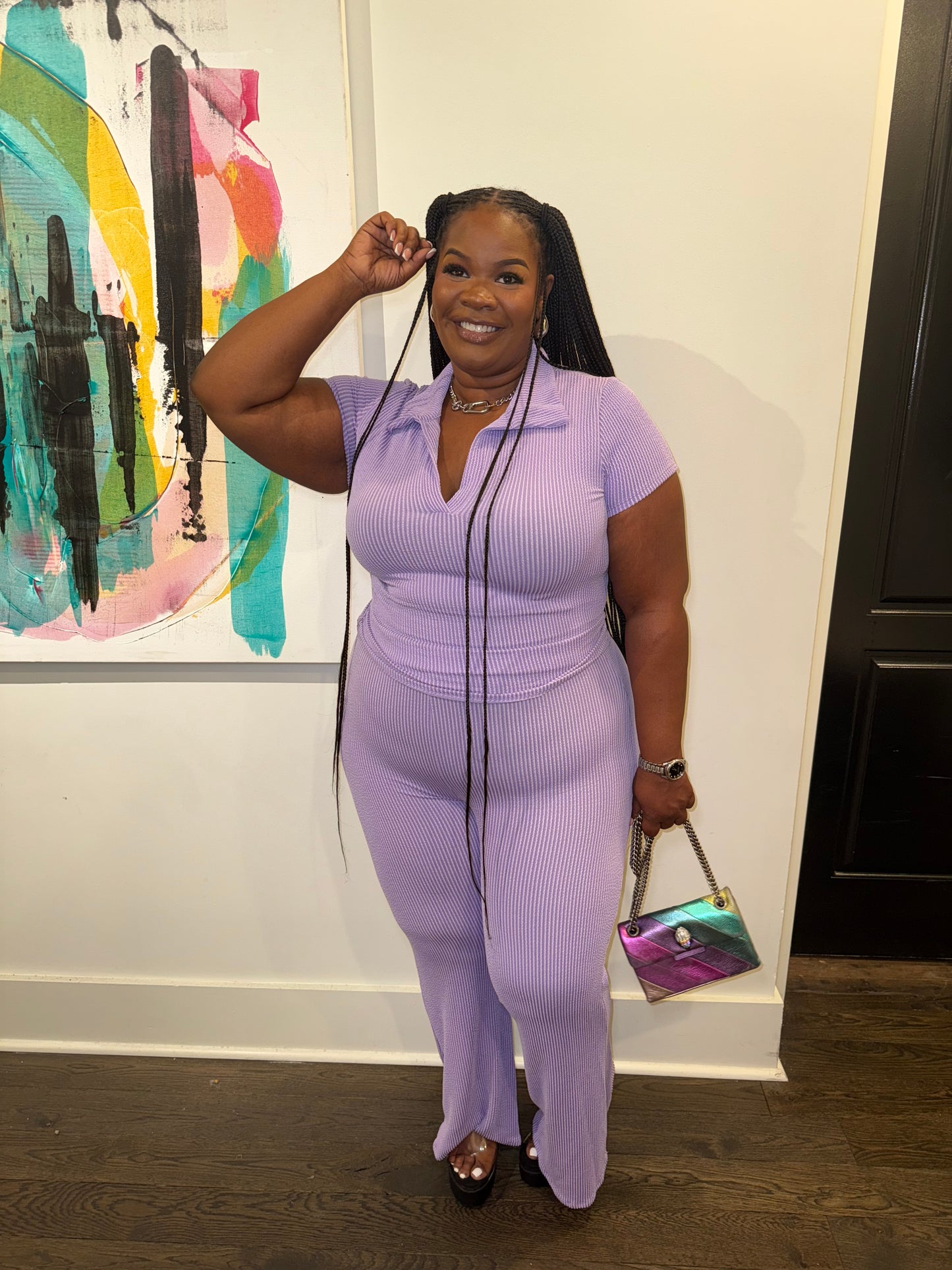 Lavender Ribbed Pant Set