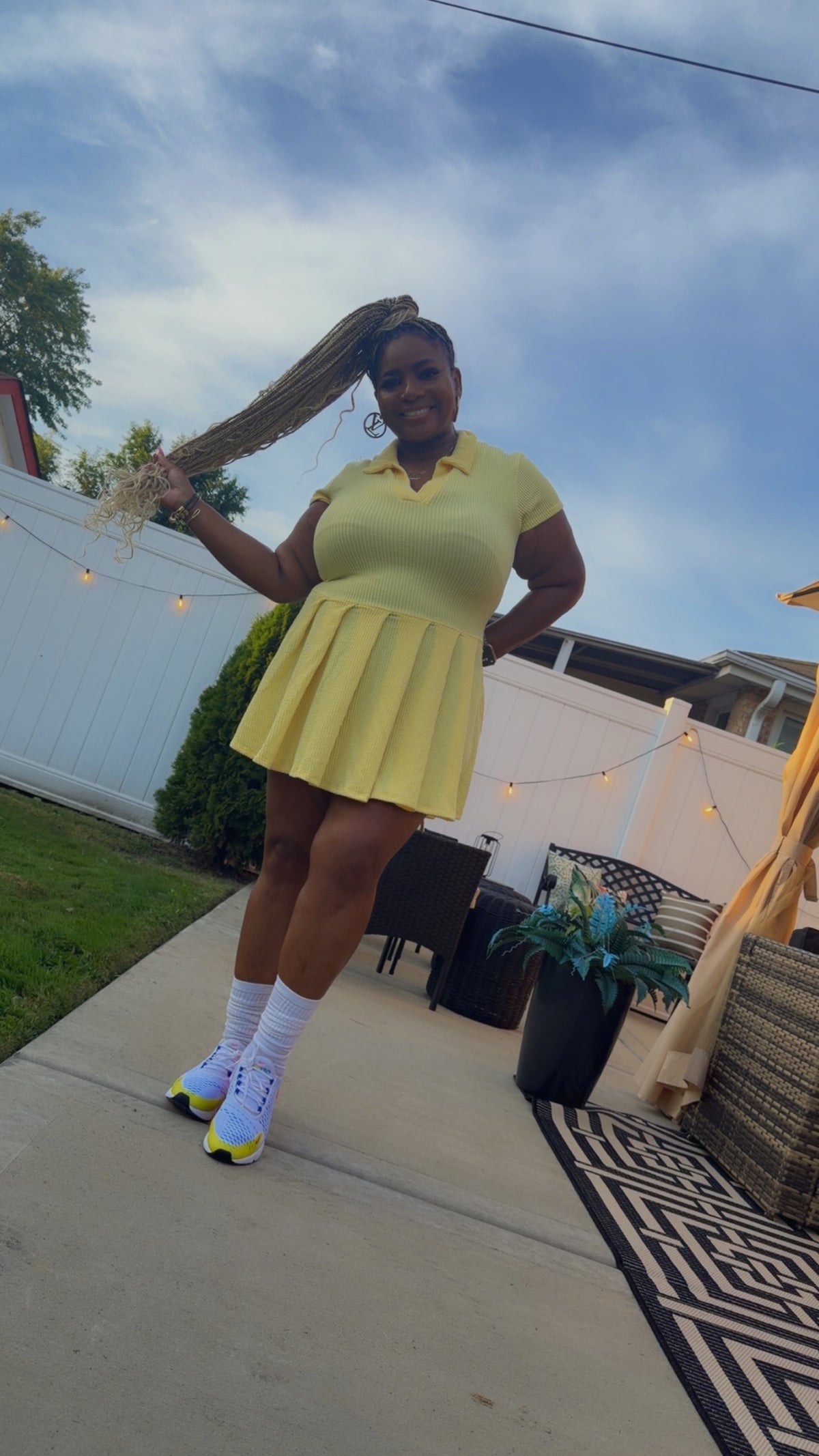 Ribbed Skater Dress Yellow
