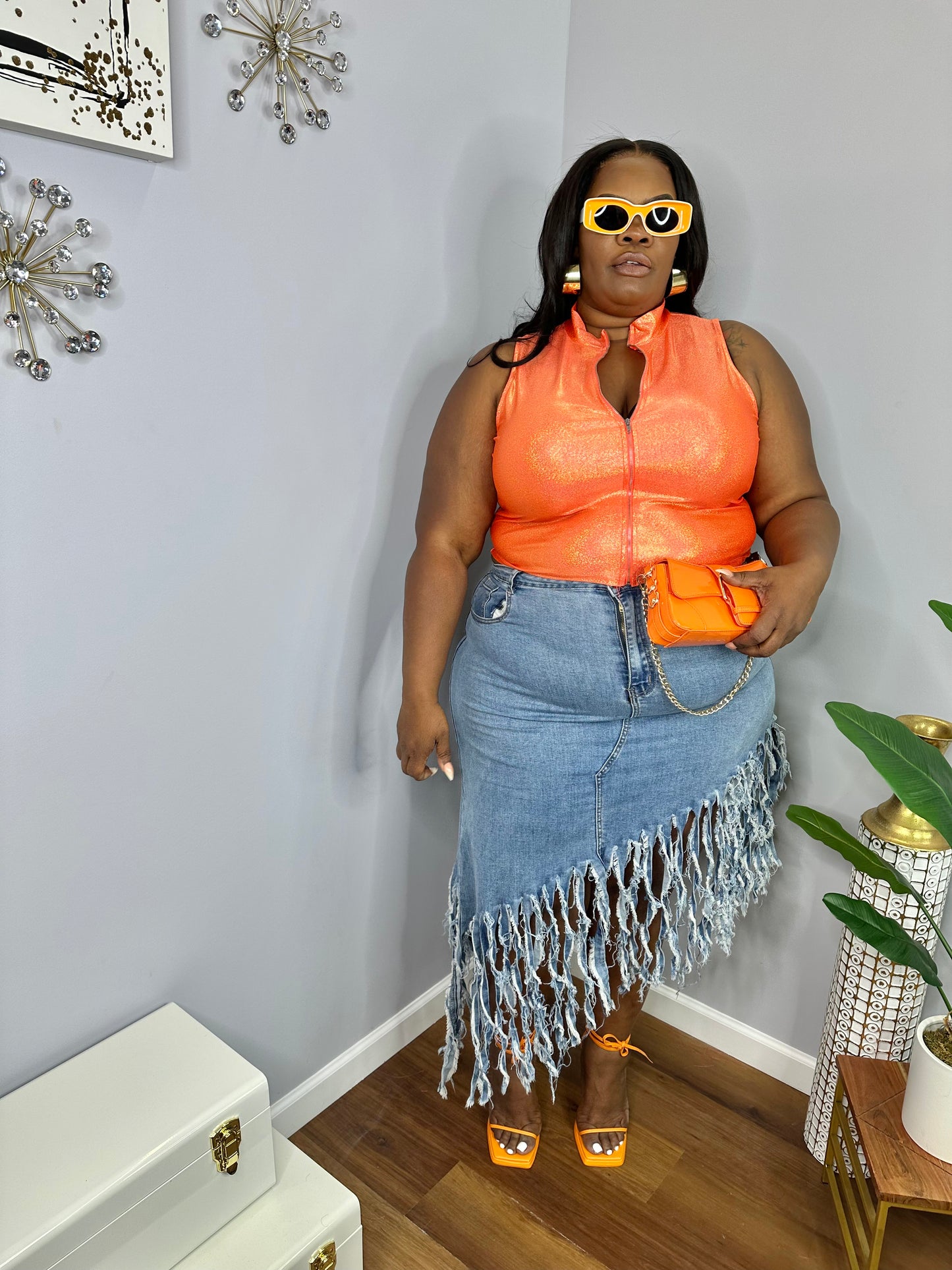 VK Asymmetrical Fringe Skirt